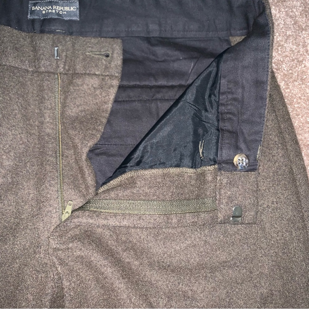 Banana Republic stretch wool men’s trousers Sz32L brown wool with pockets - Picture 7 of 9